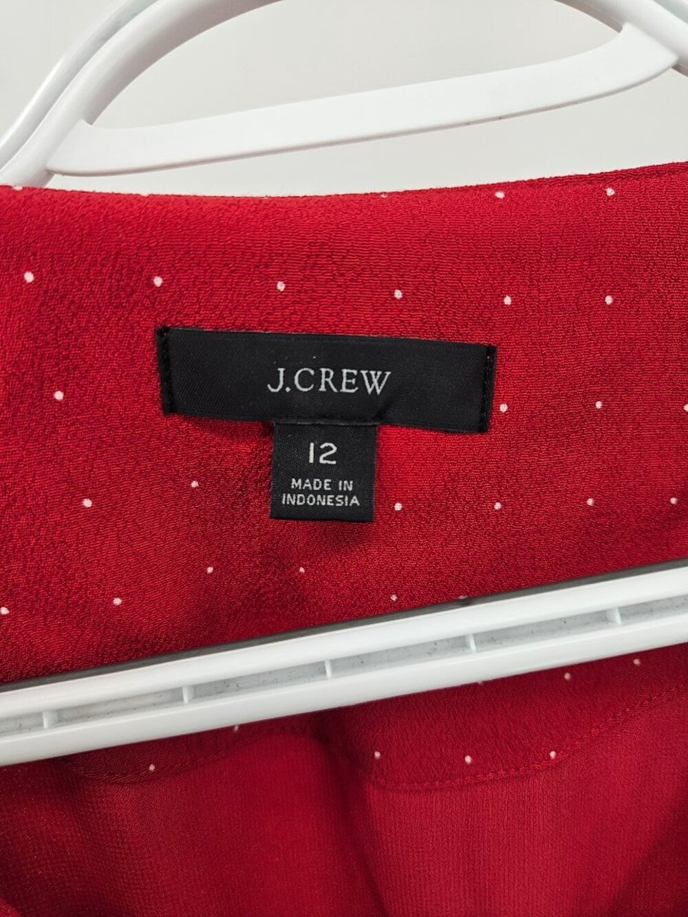 J. Crew Puff Sleeve Midi Dress In Pin Dot Red Women's Size 12 Button Front Party - Picture 8 of 13